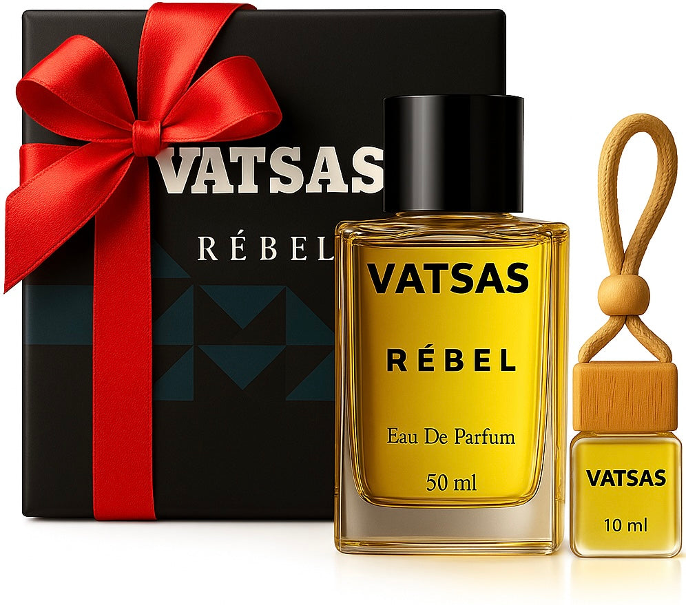 REBEL Perfume Gift Set for Men | Body Spray 50ml + Car Hanging Diffuser 10ml | Long Lasting Masculine Fragrance | Premium Luxury Scent | Office, Gifting, Car Use