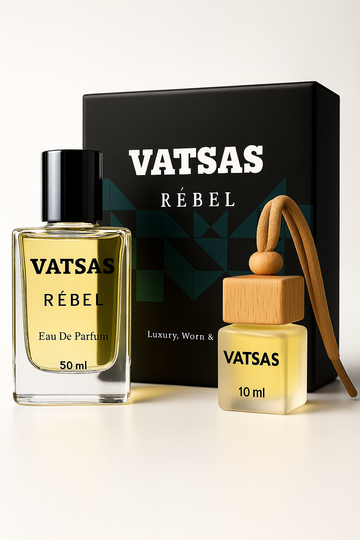 REBEL Perfume Gift Set for Men | Body Spray 50ml + Car Hanging Diffuser 10ml | Long Lasting Masculine Fragrance | Premium Luxury Scent | Office, Gifting, Car Use