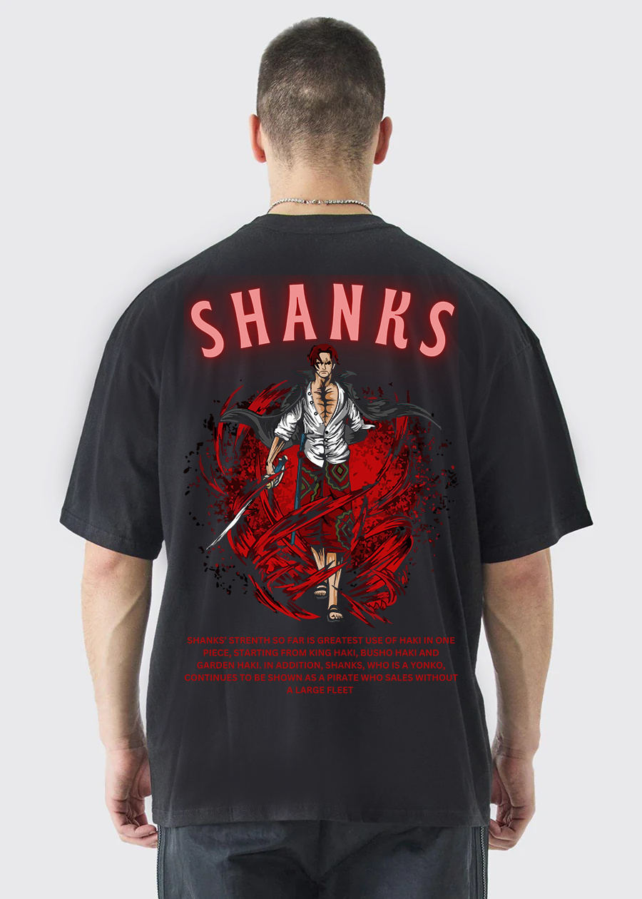 Red haired shanks One Piece Men Oversized Printed T-shirt