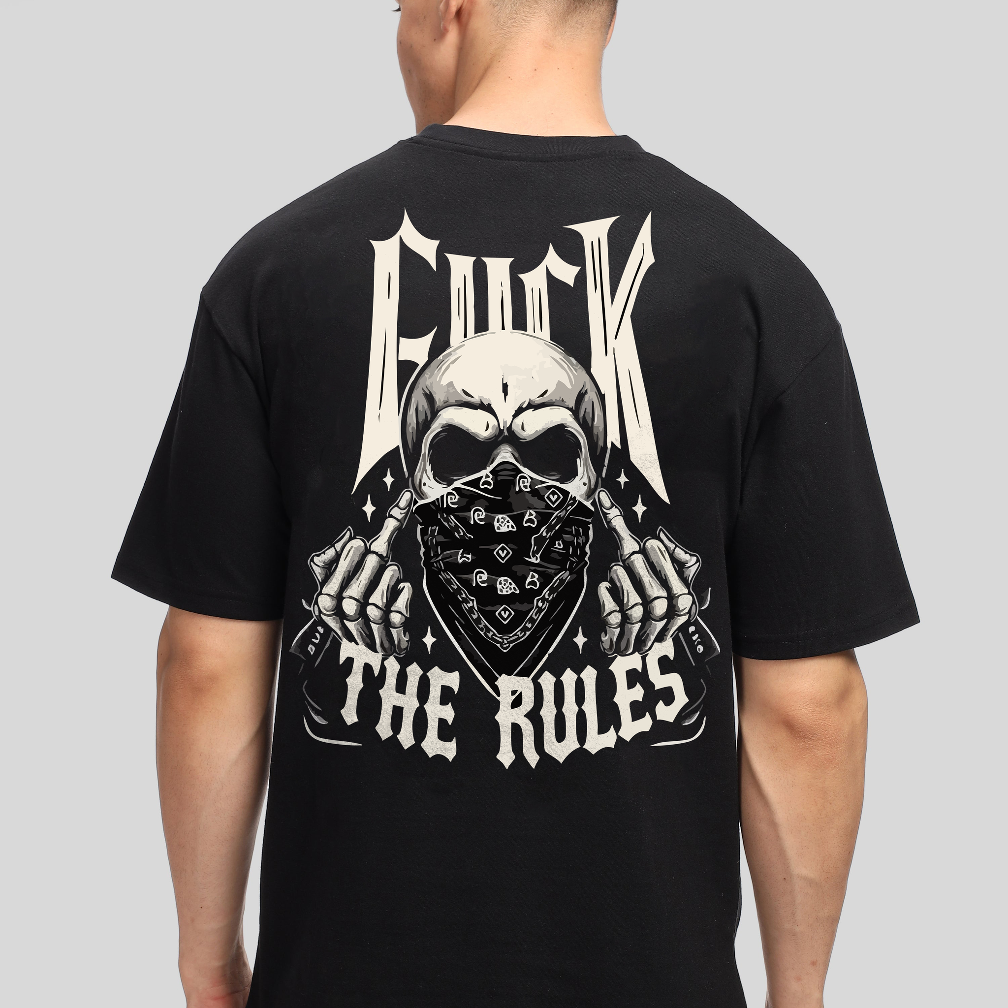 Fuck The Rules Men Oversized Printed T-shirt