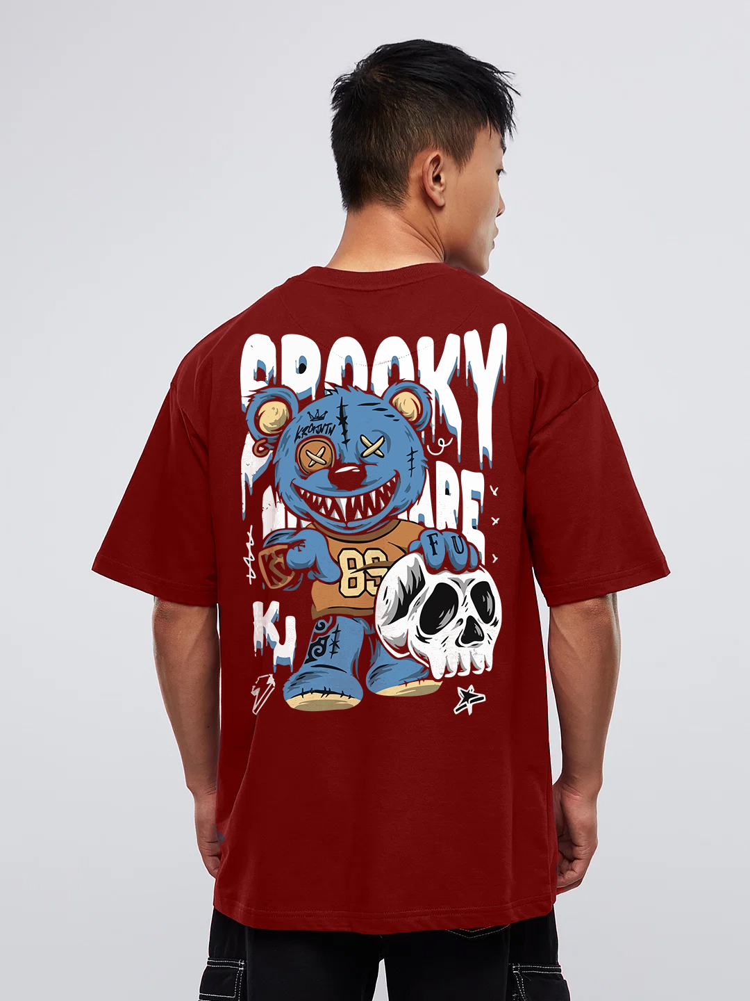 DEVILS BEAR Men Oversized Printed T-shirt