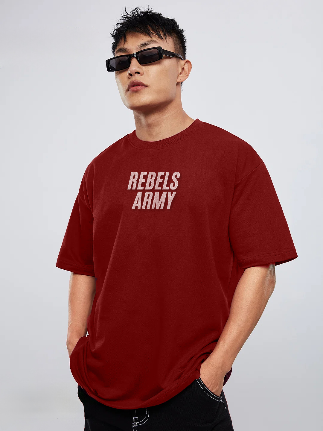 REBELS Men Oversized Printed T-shirt