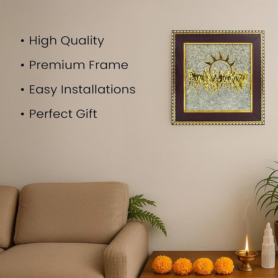 7 Horses on Raw Pyrite Frame