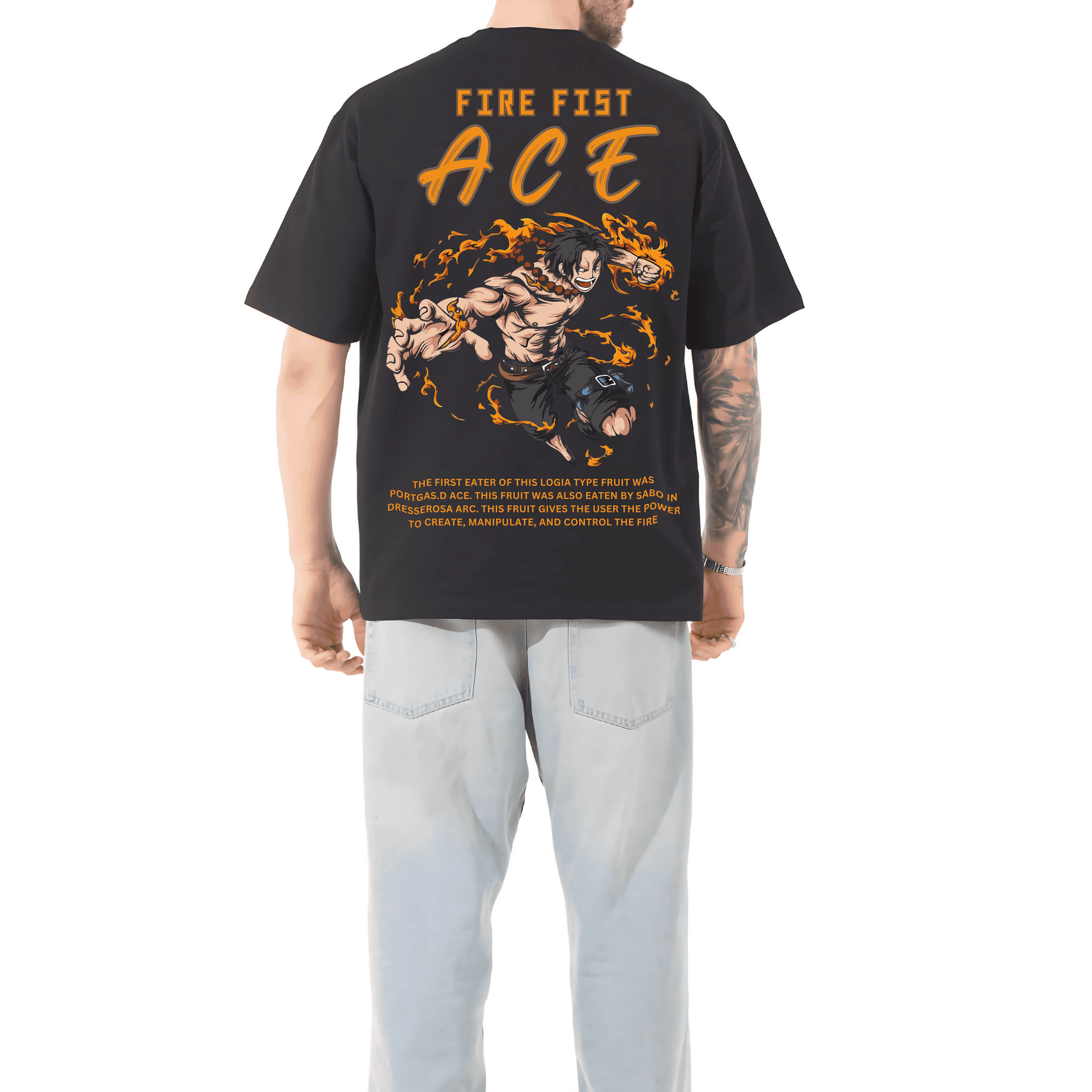 FIRE FIST ACE One Piece Men Oversized Printed T-shirt