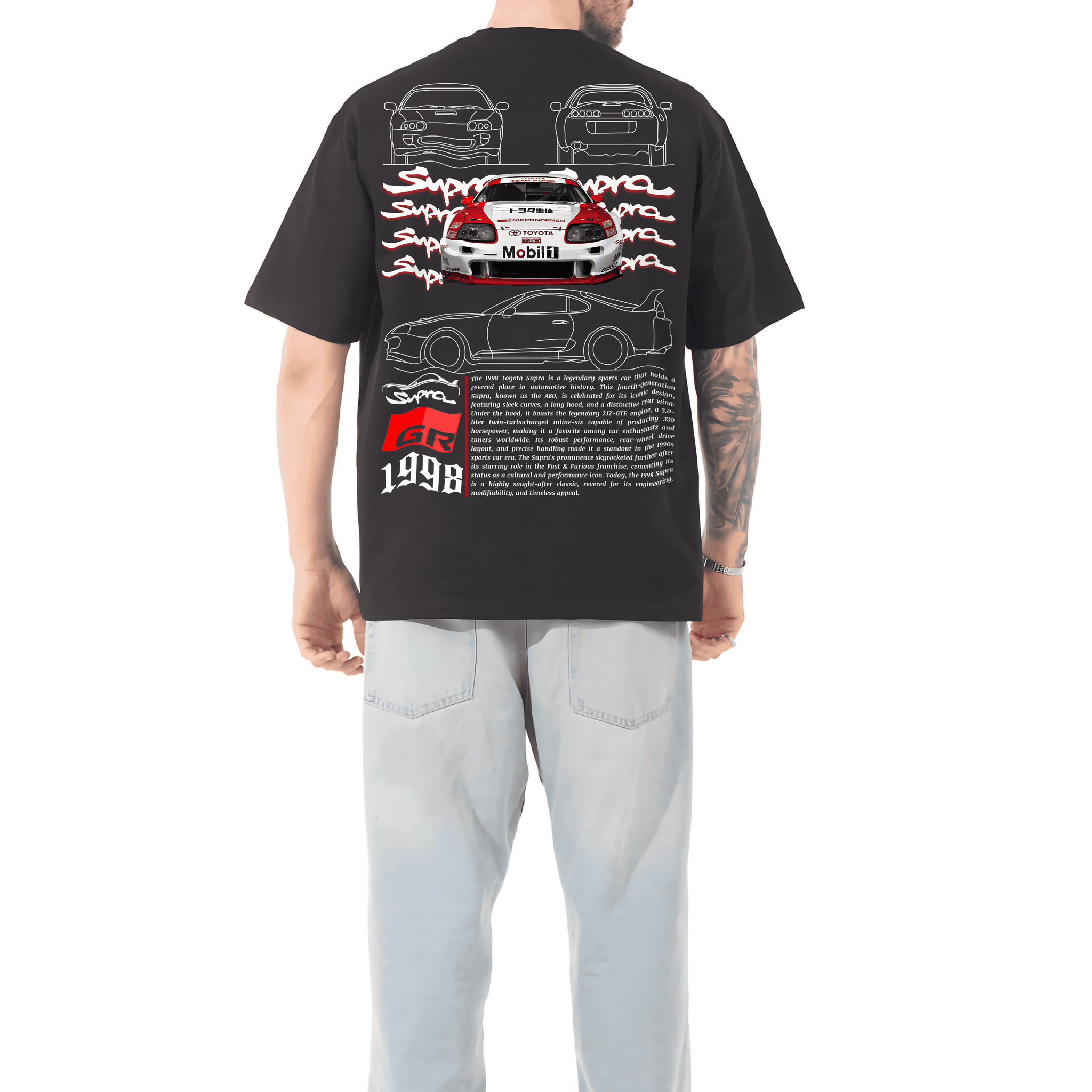 TOYTA SUPRA Men Oversized Printed T-shirt