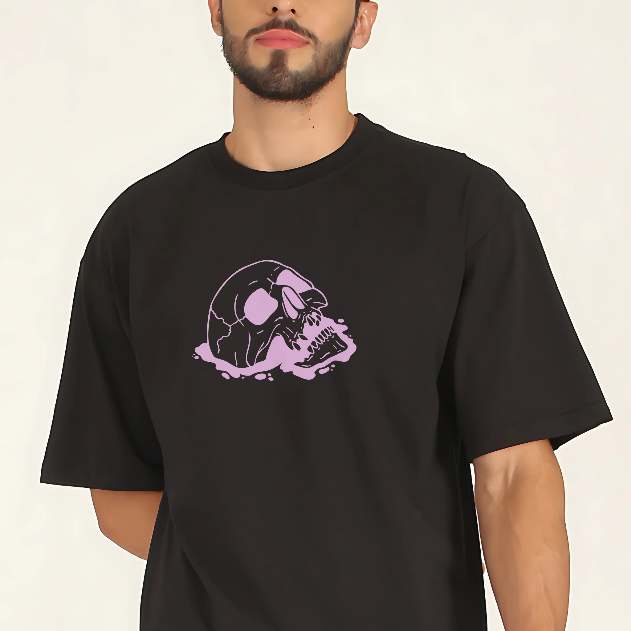 SPOOKY Men Oversized Printed T-shirt