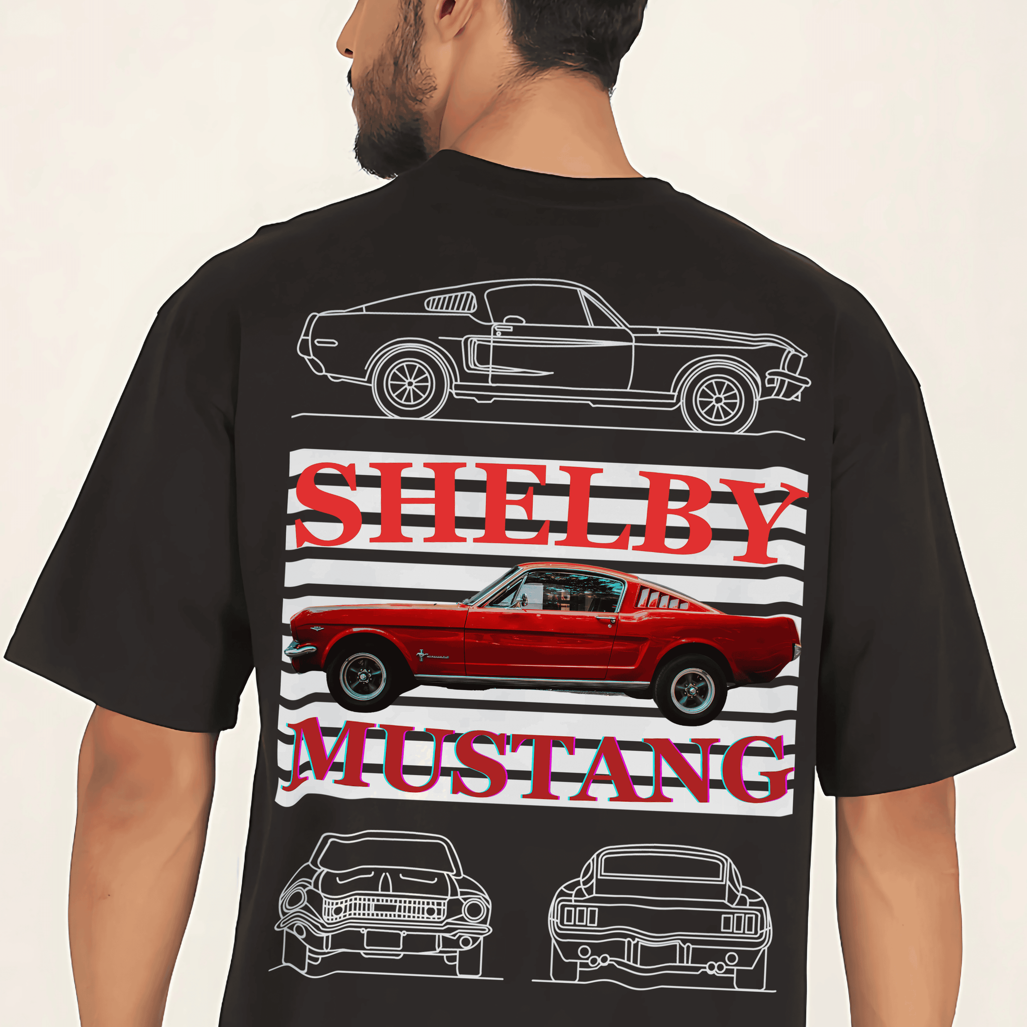 SHELBY MUSTANG Men Oversized Printed T-shirt