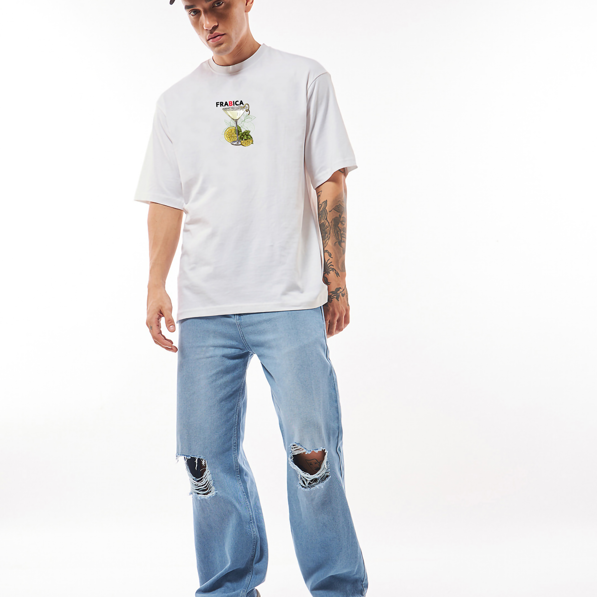 MARTINI JUICE Men Oversized Printed T-shirt